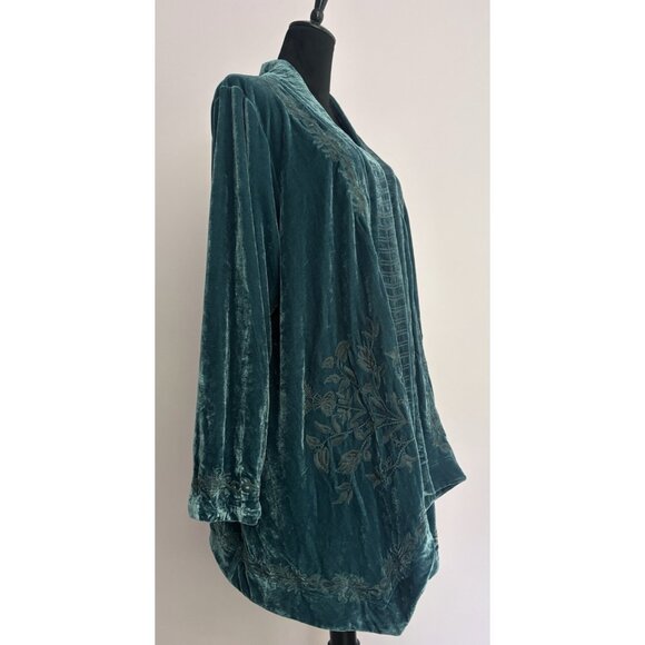 Womens Cardigan Slipover Jacket Velvet 3XL Time For Me embroidered Details - Picture 8 of 14